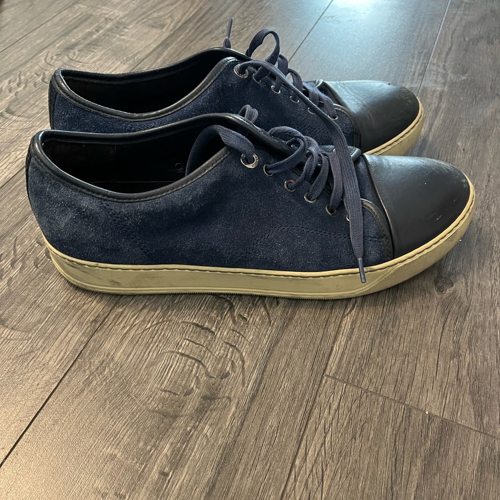 Lanvin Suede Leather Trim Embellishment Sneakers
